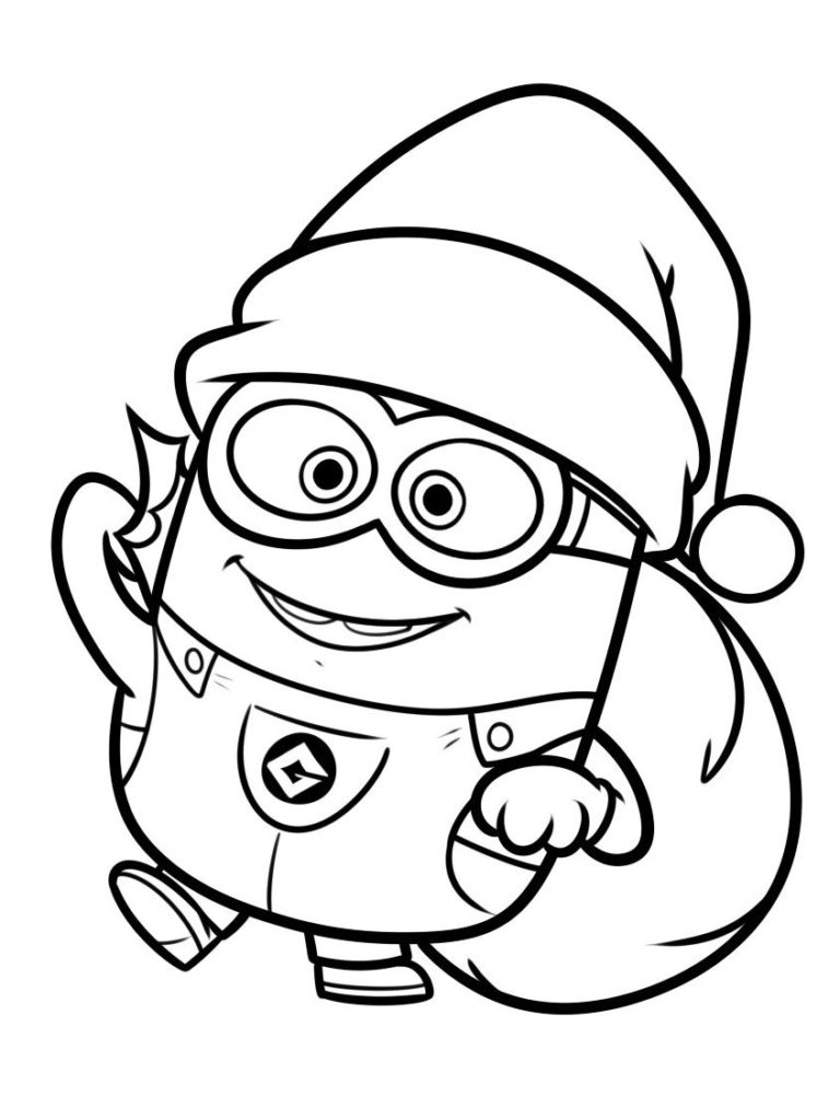 Desenho dos Minions de Papai Noel para imprimir - Atividades Educação  Infantil